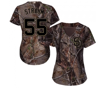Women's San Diego Padres #55 Matt Strahm Authentic Camo Realtree Collection Flex Base Baseball Jersey