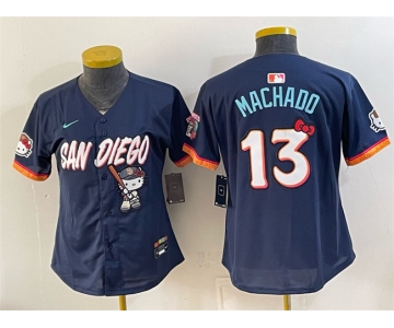 Women's San Diego Padres X Hello Kitty #13 Manny Machado Obsidian 2026 City Connect Stadium Stitched Baseball Jersey