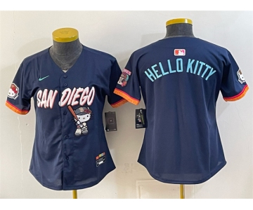Women's San Diego Padres X Hello Kitty Obsidian 2026 City Connect Stadium Stitched Baseball Jersey