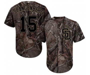 Youth Majestic San Diego Padres #15 Cory Spangenberg Authentic Camo Realtree Collection Flex Base MLB Jersey
