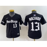 Youth San Diego Padres #13 Manny Machado Black Gothic Edition Vapor Limited Stitched Baseball Jersey