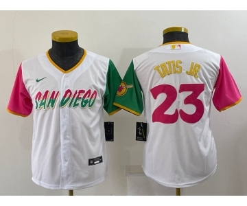 Youth San Diego Padres #13 Manny Machado White 2022 City Connect Cool Base Stitched Jersey
