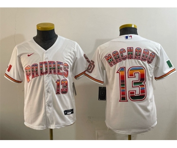 Youth San Diego Padres #13 Manny Machado White Mexico Cool Base Stitched Baseball Jersey