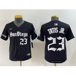 Youth San Diego Padres #23 Fernando Tatis Jr. Black Gothic Edition Vapor Limited Stitched Baseball Jersey