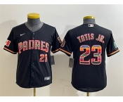 Youth San Diego Padres #23 Fernando Tatis Jr. Black Mexico Cool Base Stitched Baseball Jersey