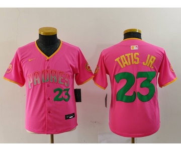 Youth San Diego Padres #23 Fernando Tatis Jr Pink Player Number Fashion Baseball Jersey
