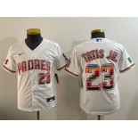 Youth San Diego Padres #23 Fernando Tatis Jr. White Mexico Cool Base Stitched Baseball Jersey