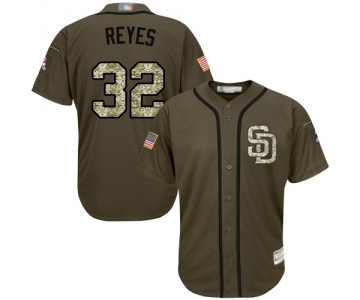 Youth San Diego Padres #32 Franmil Reyes Authentic Green Salute to Service Cool Base Baseball Jersey