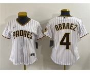 Youth San Diego Padres #4 Luis Arraez White Stitched Baseball Jersey