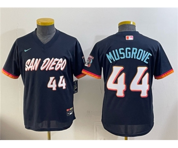Youth San Diego Padres #44 Joe Musgrove Obsidian 2026 City Connect Stadium Stitched Baseball Jersey