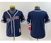 Youth San Diego Padres Blank Navy Throwback With Patch Stitched Baseball Jersey