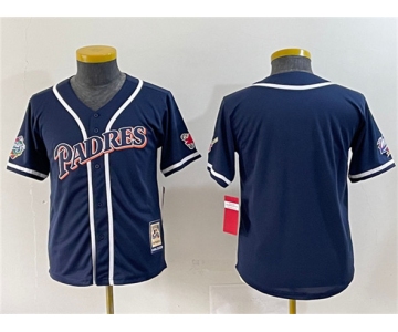Youth San Diego Padres Blank Navy Throwback With Patch Stitched Baseball Jersey