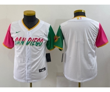 Youth San Diego Padres Blank White 2022 City Connect Cool Base Stitched Jersey