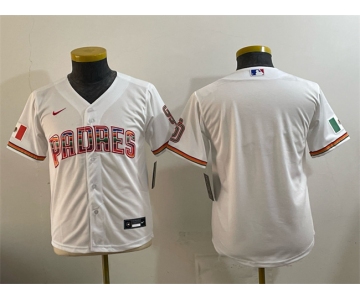 Youth San Diego Padres Blank White Mexico Cool Base Stitched Baseball Jersey