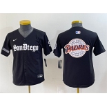 Youth San Diego Padres Team Big Logo Black Gothic Edition Vapor Limited Stitched Baseball Jersey