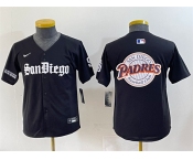 Youth San Diego Padres Team Big Logo Black Gothic Edition Vapor Limited Stitched Baseball Jersey