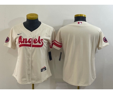 Women's Los Angeles Angels Blank Cream 2022 City Connect Cool Base Stitched Jersey