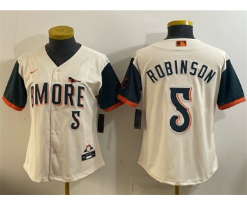 Women's Baltimore Orioles #5 Brooks Robinson Natural 2026 City Connect Stadium Stitched Baseball Jersey