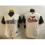 Women's Baltimore Orioles Team Big Logo Natural 2026 City Connect Stadium Stitched Baseball Jersey Women's Baltimore Orioles Team Big Logo Natural 2026 City Connect Stadium Stitched Baseball Jersey