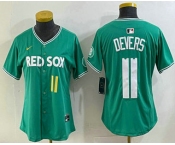 Women's Boston Red Sox #11 Rafael Devers Green 2025 City Connect Player Name Limited Jersey