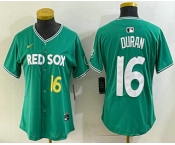 Women's Boston Red Sox #16 Jarren Duran Green 2025 City Connect Player Name Limited Jersey