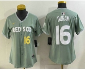 Women's Boston Red Sox #16 Jarren Duran Light Green 2025 City Connect Player Name Limited Jersey