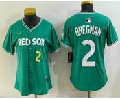 Women's Boston Red Sox #2 Alex Bregman Green 2025 City Connect Player Name Limited Jersey