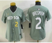 Women's Boston Red Sox #2 Alex Bregman Light Green 2025 City Connect Player Name Limited Jersey