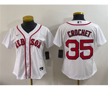 Women's Boston Red Sox #35 Garrett Crochet White Cool Base Stitched Baseball Jersey