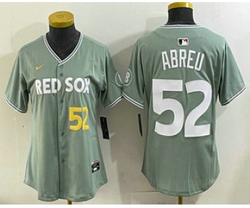 Women's Boston Red Sox #52 Wilyer Abreu Light Green 2025 City Connect Player Name Limited Jersey