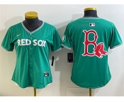 Women's Boston Red Sox Team Big Logo Green 2025 City Connect Limited Stitched Baseball Jersey