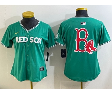 Women's Boston Red Sox Team Big Logo Green 2025 City Connect Limited Stitched Baseball Jersey