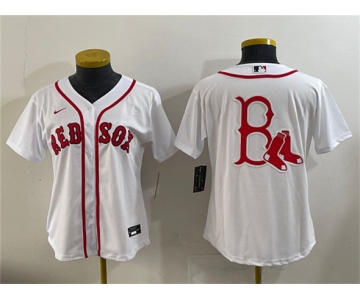 Women's Boston Red Sox Team Big Logo White Cool Base Stitched Jersey