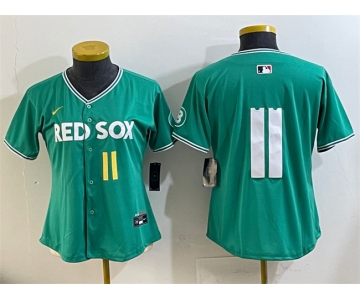 Youth Boston Red Sox #11 Rafael Devers Green 2025 City Connect Limited Stitched Baseball Jersey