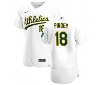 Men's Nike Oakland Athletics #18 Chad Pinder White Home 2020 Authentic Player Baseball Jersey