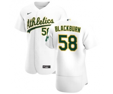 Men's Nike Oakland Athletics #58 Paul Blackburn White Home 2020 Authentic Player Baseball Jersey