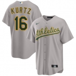 Men's Oakland Athletics #16 Nick Kurtz Gray 2024 Away Limited Stitched Jersey Men's Oakland Athletics #16 Nick Kurtz Gray 2024 Away Limited Stitched Jersey