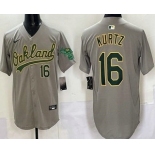 Men's Oakland Athletics #16 Nick Kurtz Gray Limited Jersey