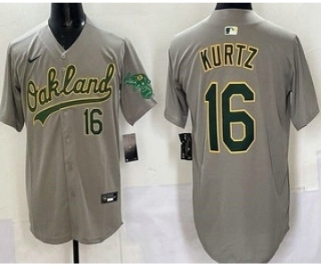 Men's Oakland Athletics #16 Nick Kurtz Gray Limited Jersey