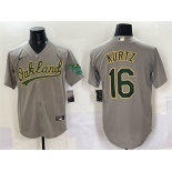 Men's Oakland Athletics #16 Nick Kurtz Grey Cool Base Stitched Baseball Jersey Men's Oakland Athletics #16 Nick Kurtz Grey Cool Base Stitched Baseball Jersey