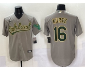 Men's Oakland Athletics #16 Nick Kurtz Grey Cool Base Stitched Baseball Jersey Men's Oakland Athletics #16 Nick Kurtz Grey Cool Base Stitched Baseball Jersey