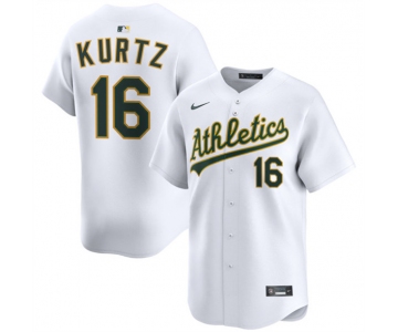 Men's Oakland Athletics #16 Nick Kurtz White 2024 Home Limited Stitched Jersey
