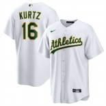 Men's Oakland Athletics #16 Nick Kurtz White Cool Base Stitched Jersey Men's Oakland Athletics #16 Nick Kurtz White Cool Base Stitched Jersey