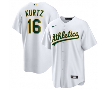 Men's Oakland Athletics #16 Nick Kurtz White Cool Base Stitched Jersey