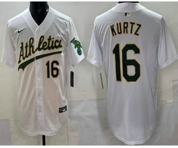 Men's Oakland Athletics #16 Nick Kurtz White Limited Jersey