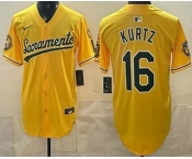 Men's Oakland Athletics #16 Nick Kurtz Yellow Limited Jersey