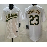 Men's Oakland Athletics #23 Shea Langeliers White Stitched Jersey Men's Oakland Athletics #23 Shea Langeliers White Stitched Jersey