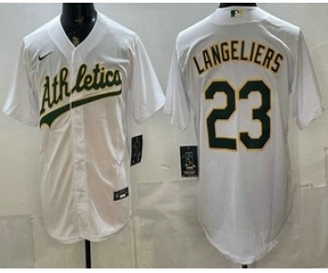 Men's Oakland Athletics #23 Shea Langeliers White Stitched Jersey