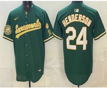 Men's Oakland Athletics #24 Rickey Henderson 2026 Green Alternate Sacramento Celebrating 125 Years Limited Jersey