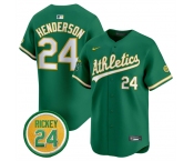 Men's Oakland Athletics #24 Rickey Henderson Green 2024 Limited With Rickey Henderson Patch Stitched Jersey